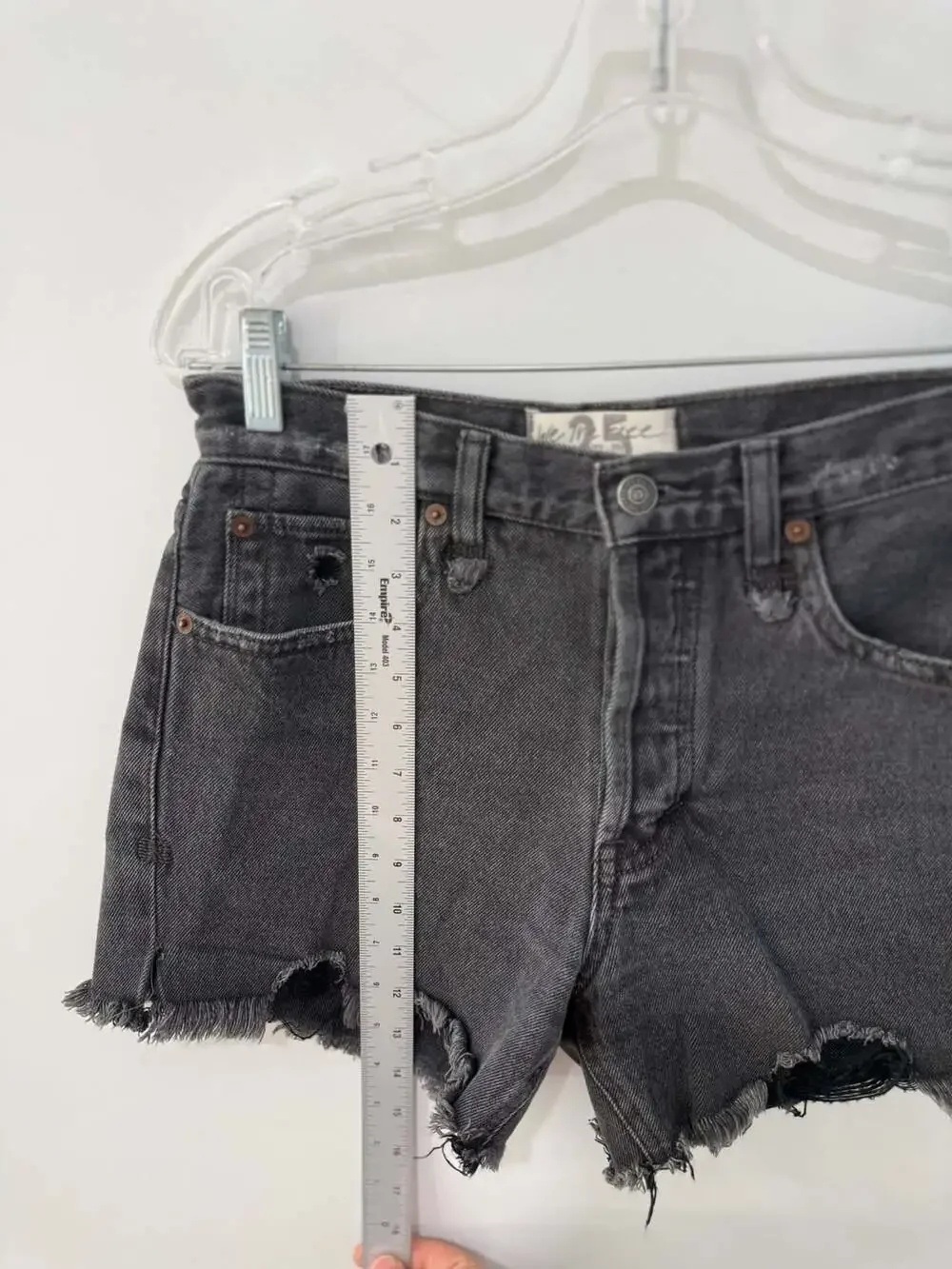 We The Free Free People Black Distressed Denim Cut-Off Shorts Size 25
